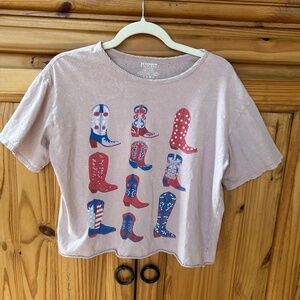 Beach Bum Top Western Boots Crop 100% Cotton Women's‎ Size Medium